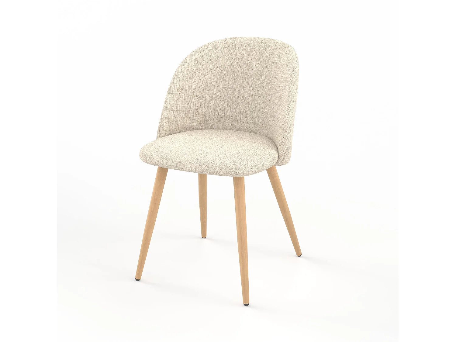 Set di 2 sedie in tessuto greige e gambe in metallo effetto legno - Cozy