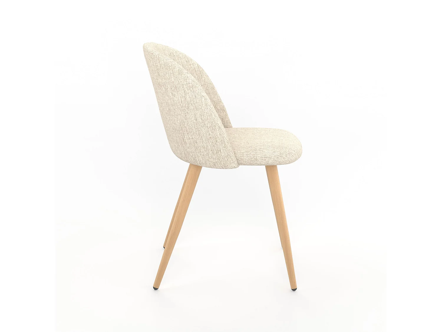 Set di 2 sedie in tessuto greige e gambe in metallo effetto legno - Cozy