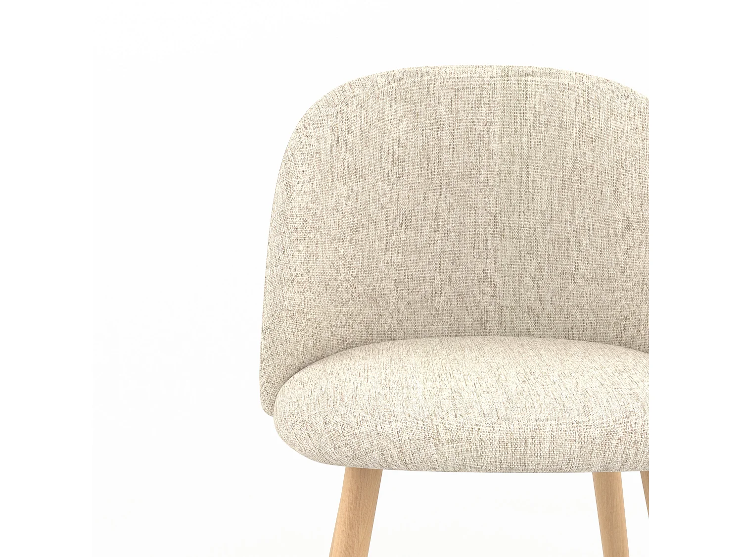 Set di 2 sedie in tessuto greige e gambe in metallo effetto legno - Cozy