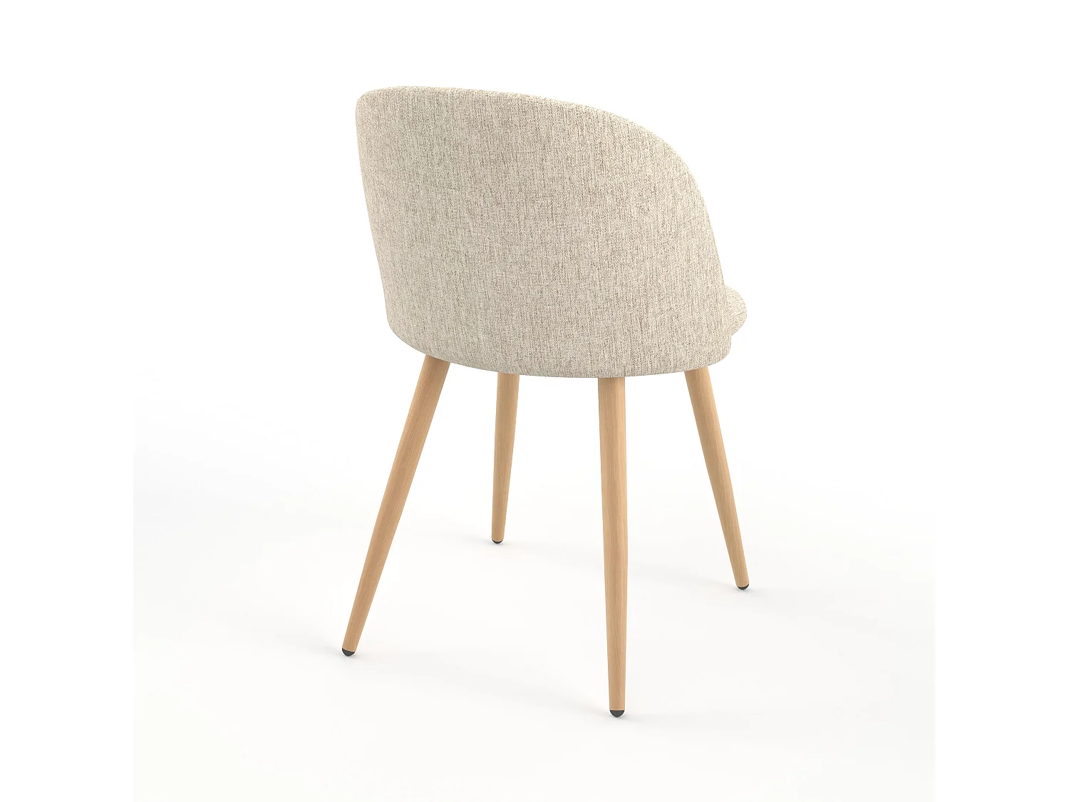 Set di 2 sedie in tessuto greige e gambe in metallo effetto legno - Cozy