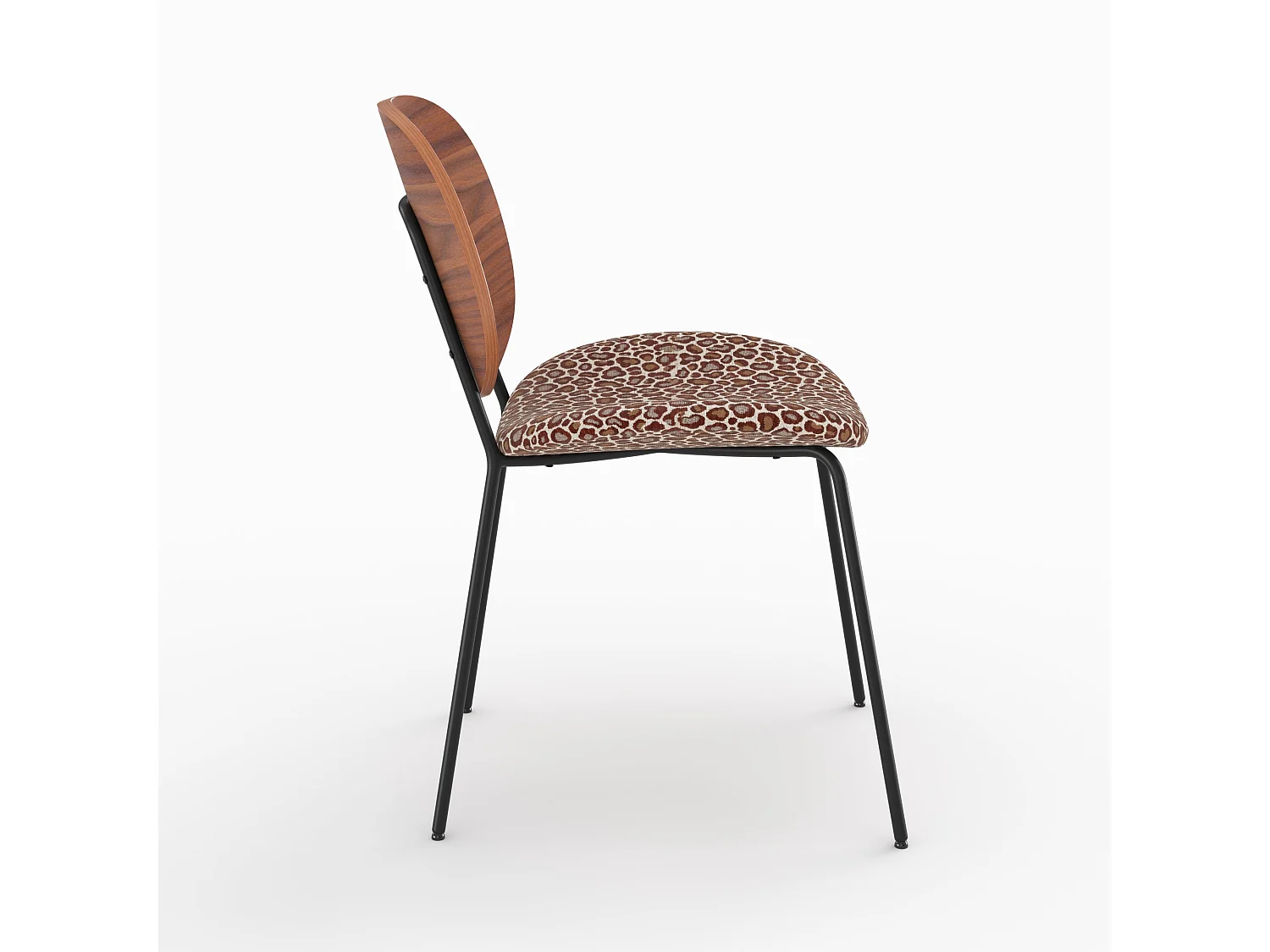 2er Set stühle aus bordeauxfarbenem Leopardenstoff - Simone