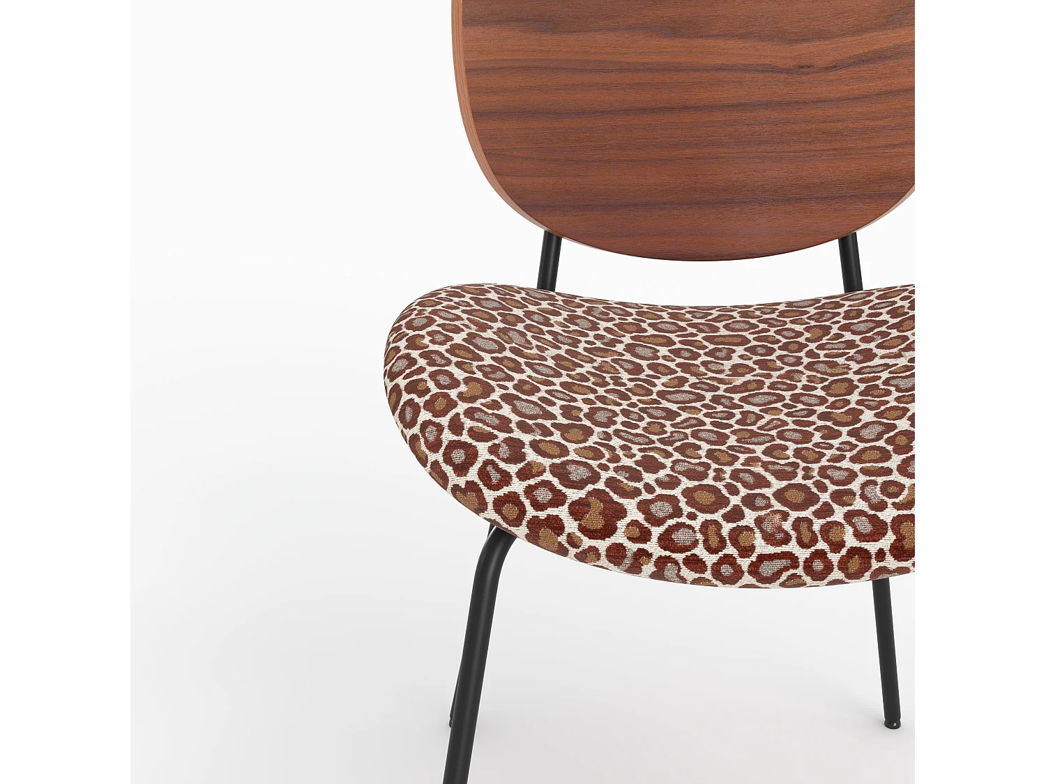 2er Set stühle aus bordeauxfarbenem Leopardenstoff - Simone