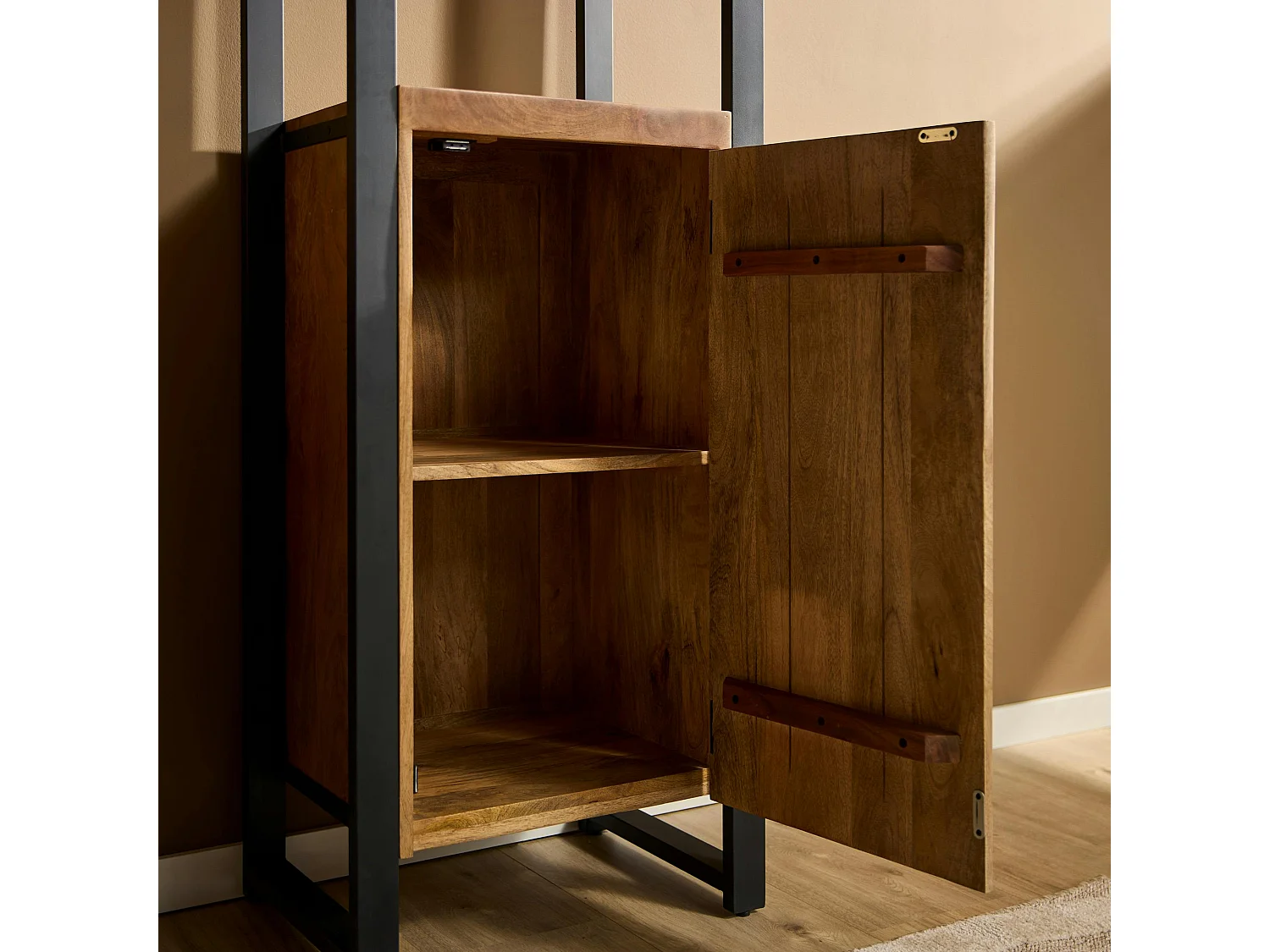 Colonne salon bois métal 1 porte MILORA