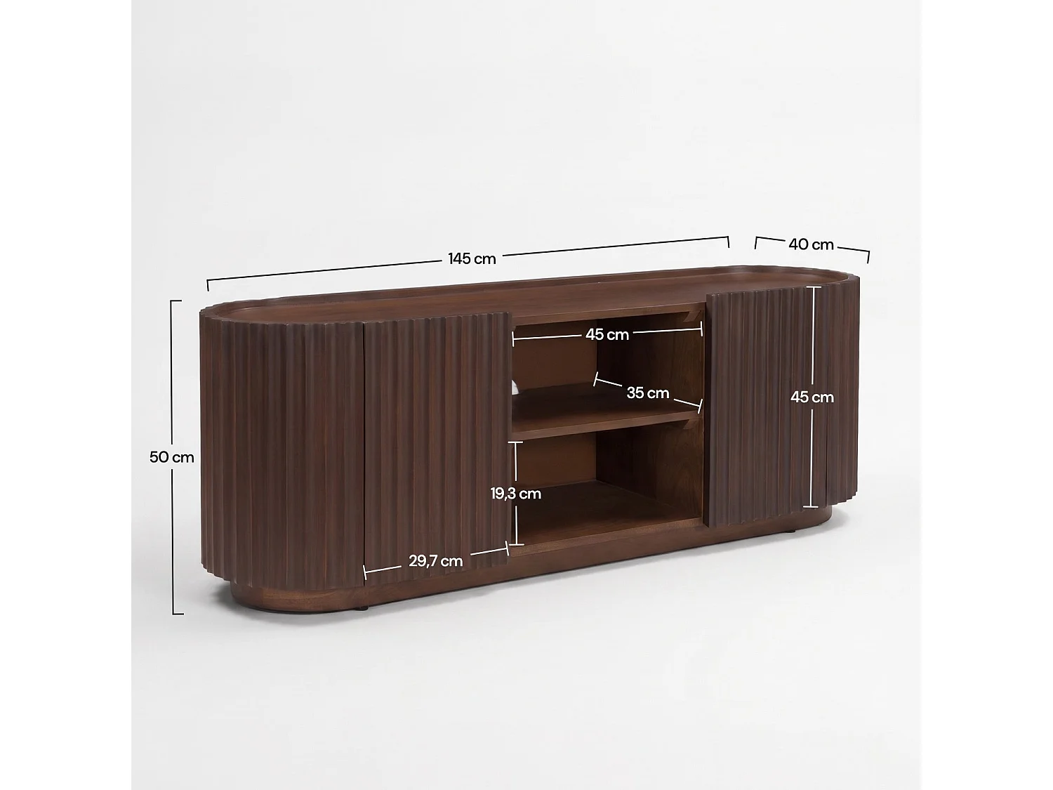 Mobile TV in legno di mango con finitura noce - Lio