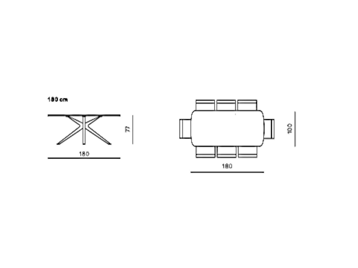 Table à manger design en verre ondulé 180 cm ALBA
