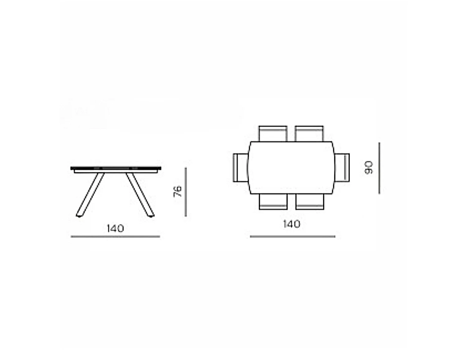 Table céramique extensible fini marbre contrasté 140-210 cm LORA