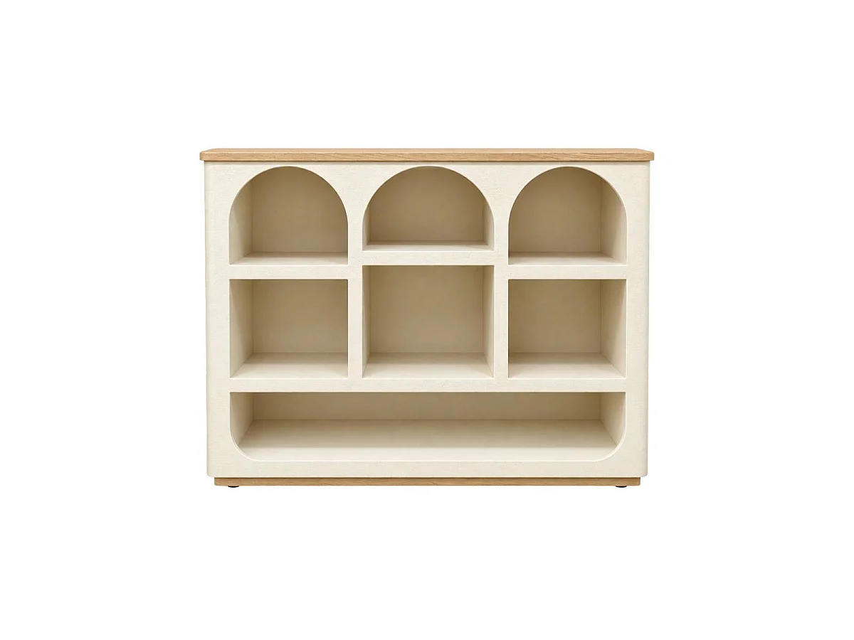 Meuble bar en bois d'acacia et bois effet béton Dalva