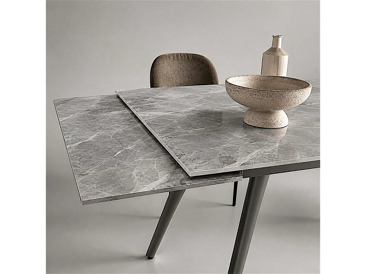 Table céramique extensible effet marbre gris 120-180 cm LORA