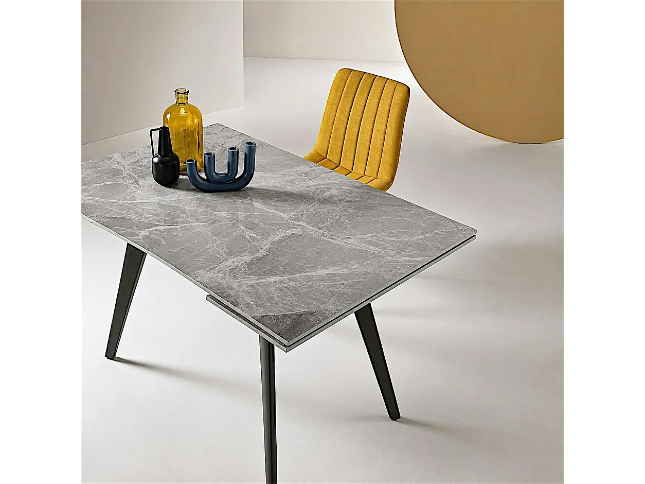 Table céramique extensible effet marbre gris 120-180 cm LORA