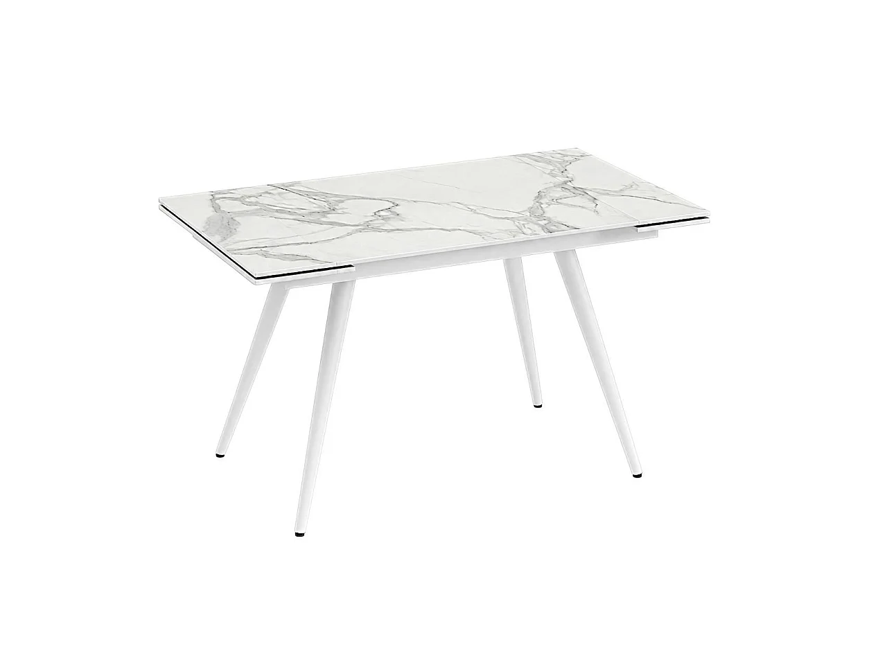 Table extensible céramique blanche marbrée 120-180 cm LORA