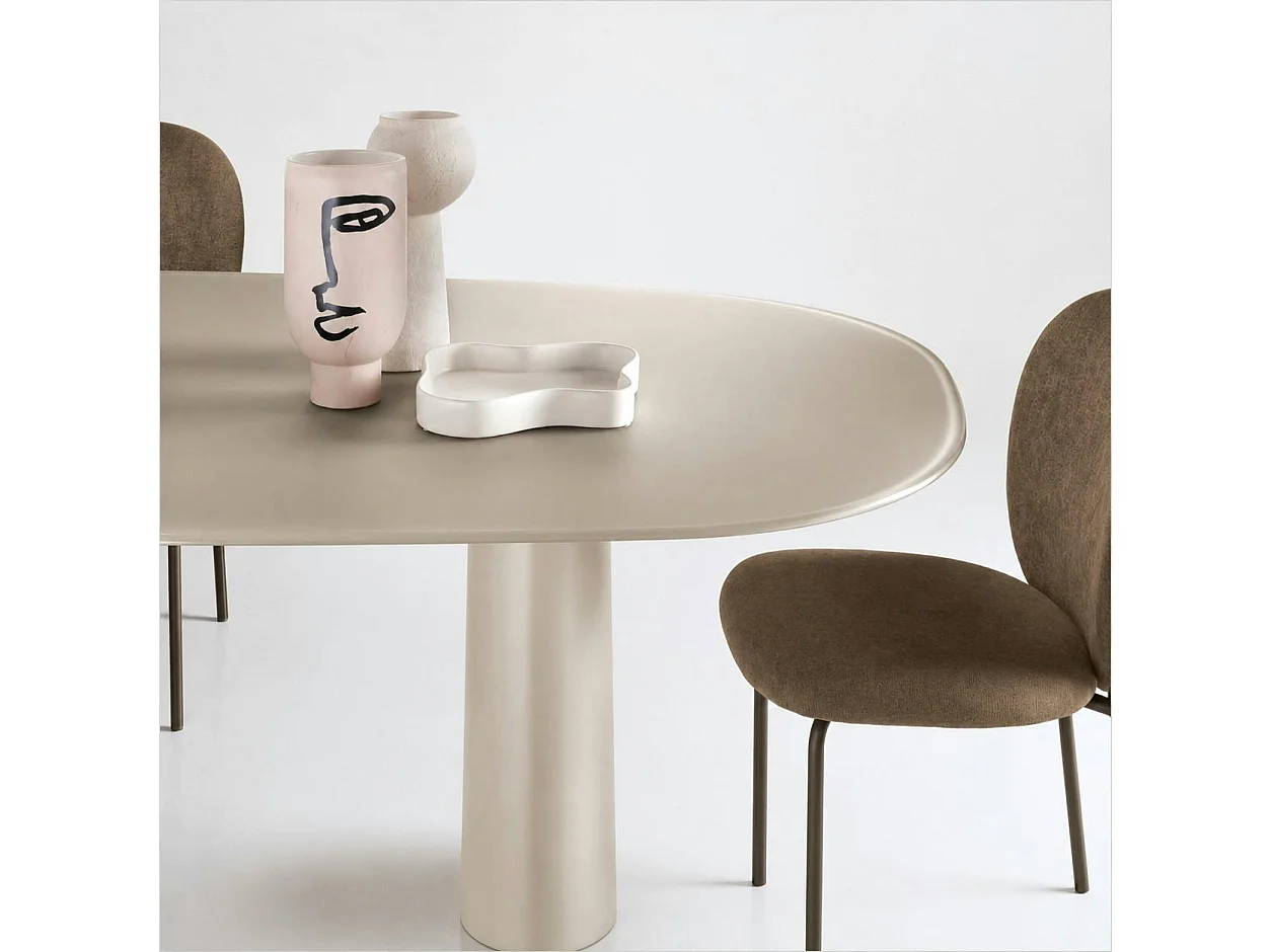 Table à manger design en verre taupe 220 cm ALBA