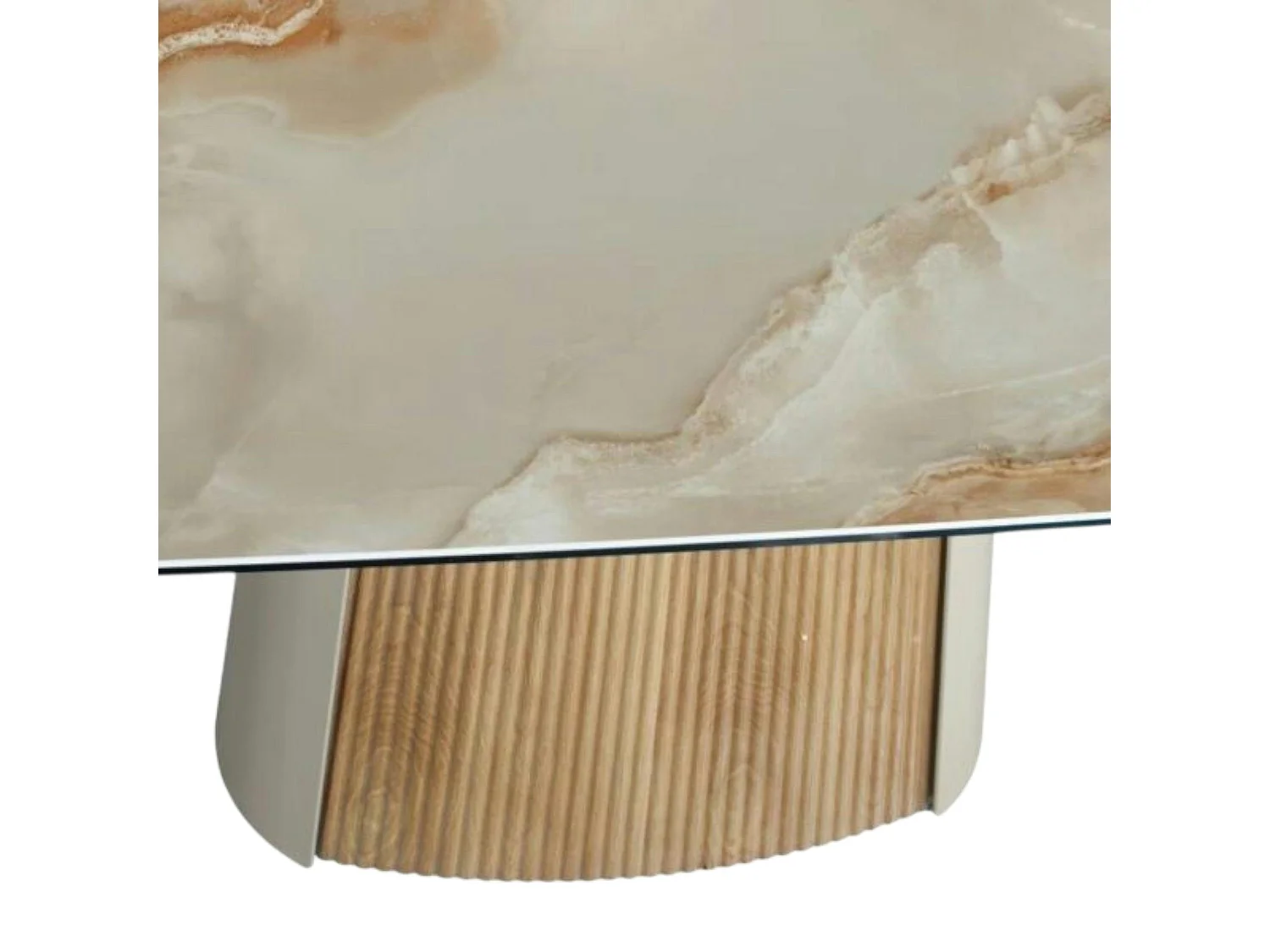 Table extensible céramique effet marbre beige 200-300 cm LOMBARDIE
