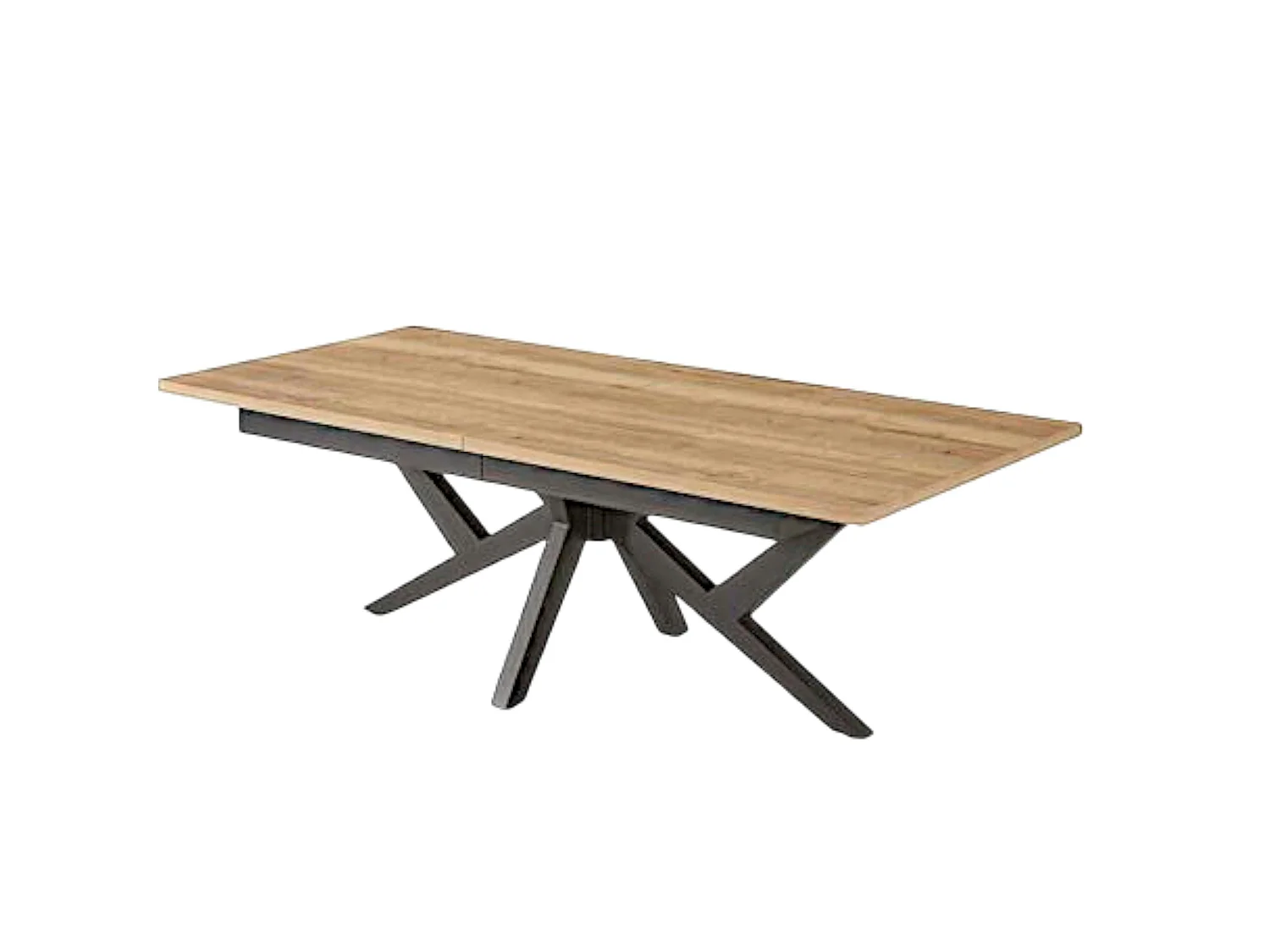 Table extensible décor chêne clair & métal noir 200-340 cm DALLAS