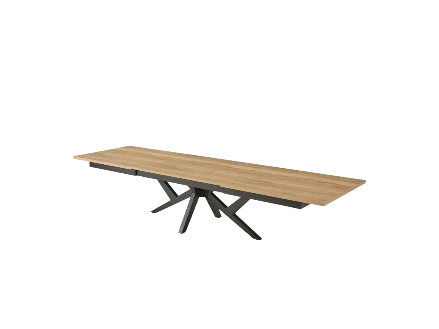 Table extensible décor chêne clair & métal noir 200-340 cm DALLAS