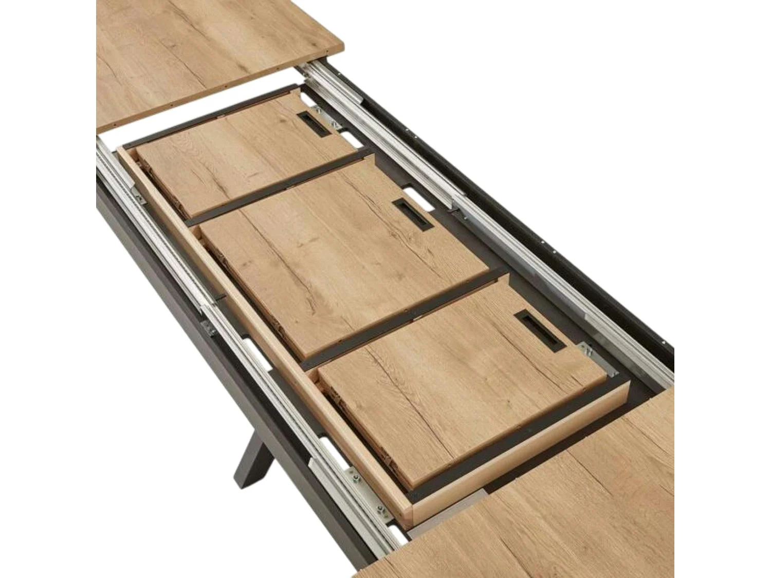 Table extensible décor chêne clair & métal noir 200-340 cm DALLAS