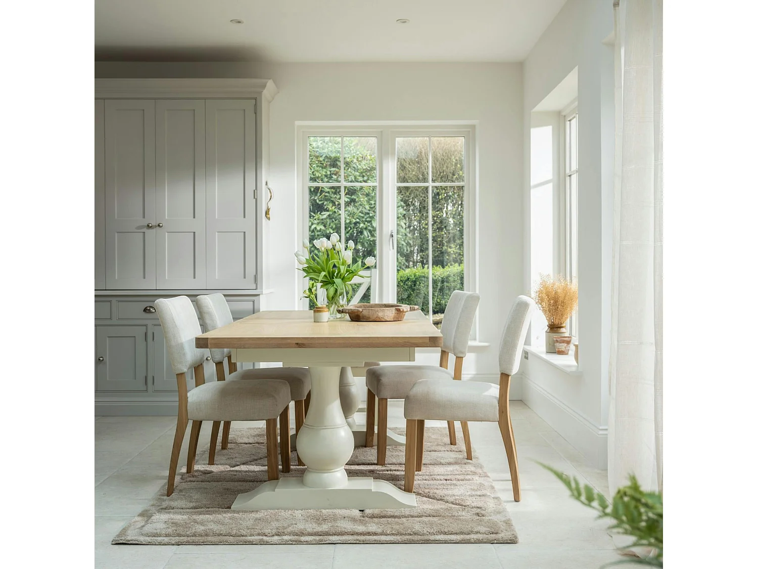 Table à manger extensible blanche style bord de mer 160-200 cm VELIA