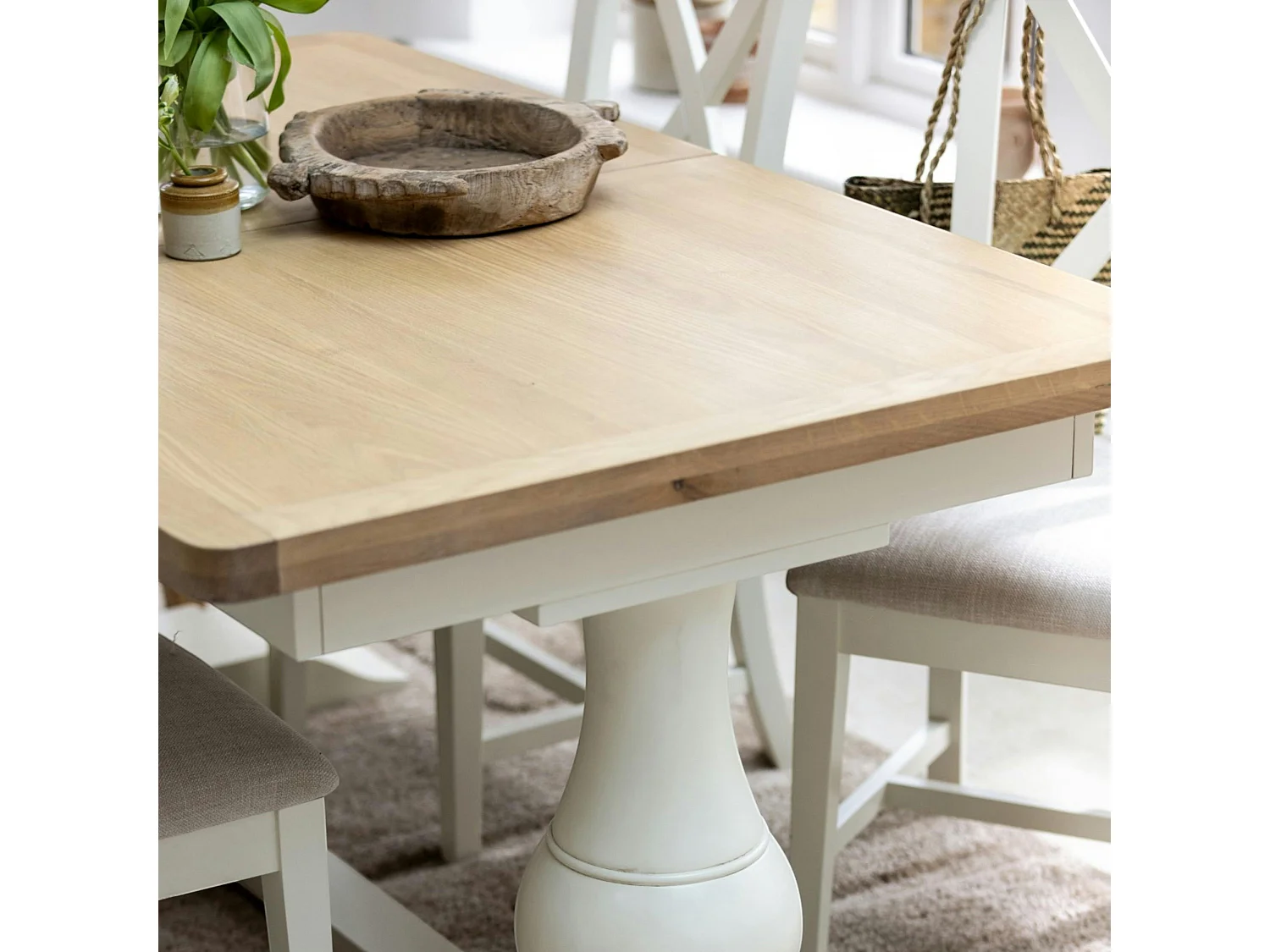 Table à manger extensible blanche style bord de mer 160-200 cm VELIA