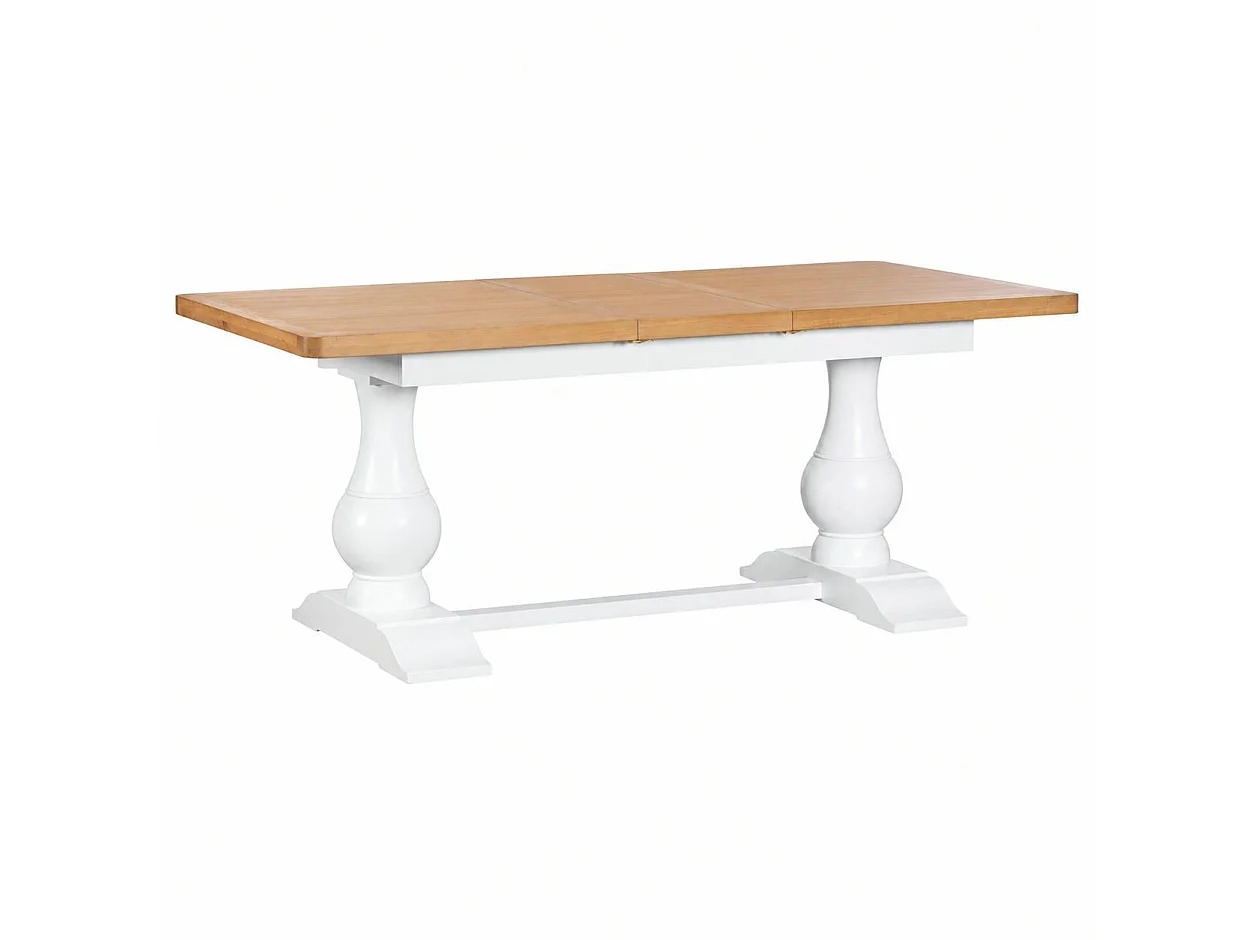 Table à manger extensible blanche style bord de mer 160-200 cm VELIA