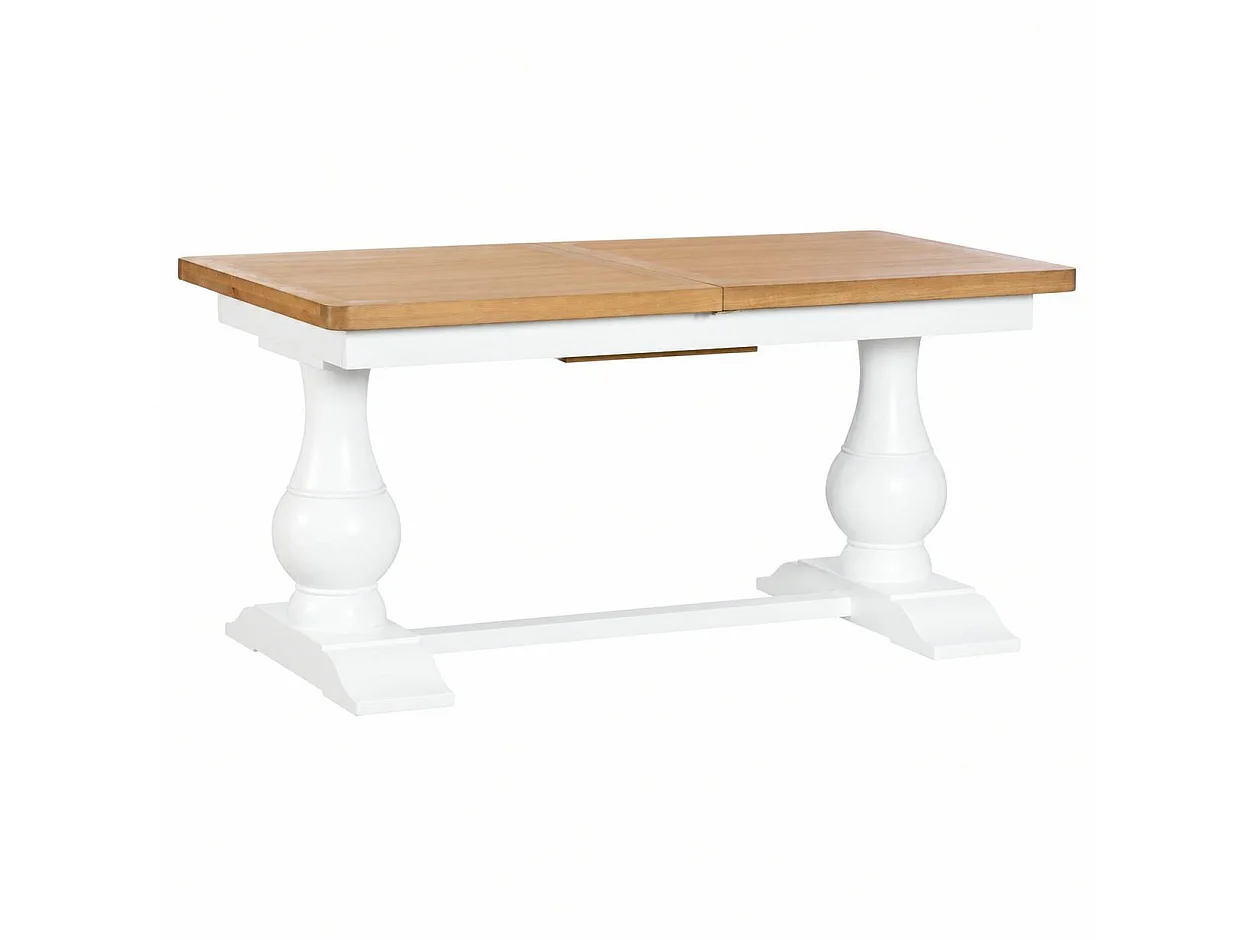 Table à manger extensible blanche style bord de mer 160-200 cm VELIA