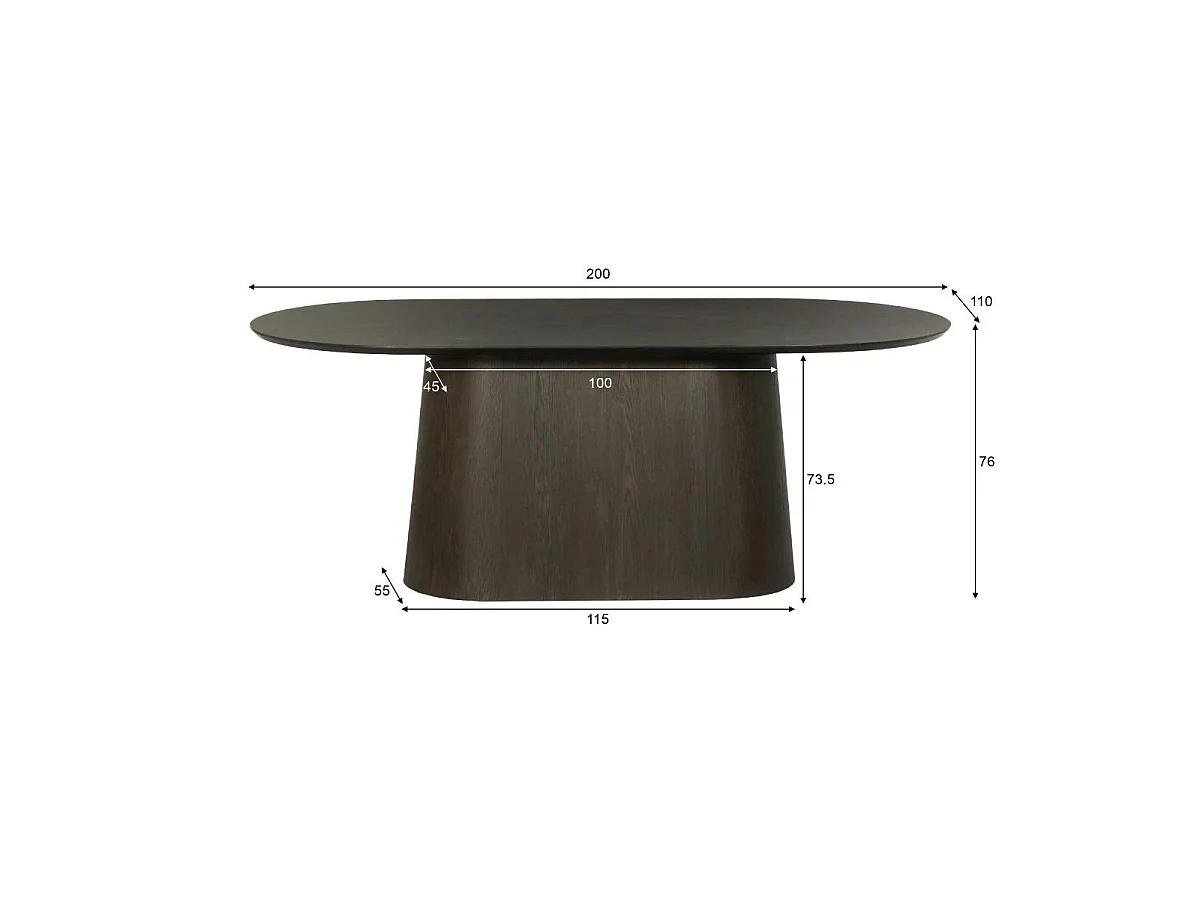 Table à manger design ovale en chêne brun 200 cm LOREN