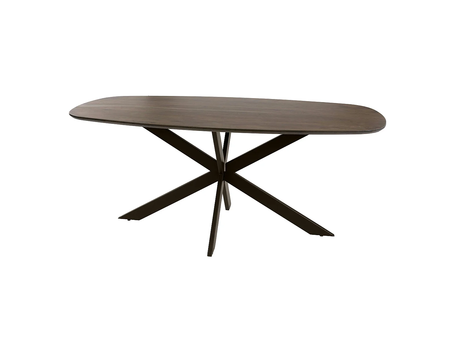 Table à manger bois d'acacia foncé bords arrondis 215 cm NAKO