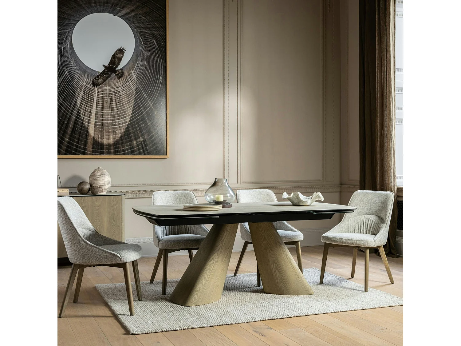 Table à manger extensible céramique & pieds design 180-260 cm CALA