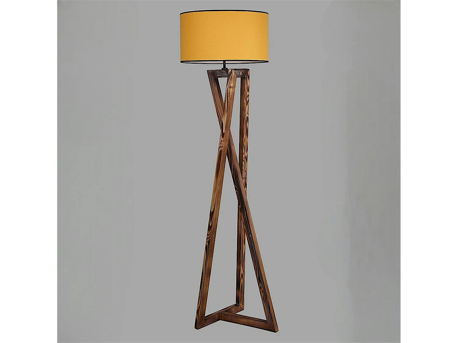 Lampadaire trépied croisé abat-jour jaune 150 cm KILIS