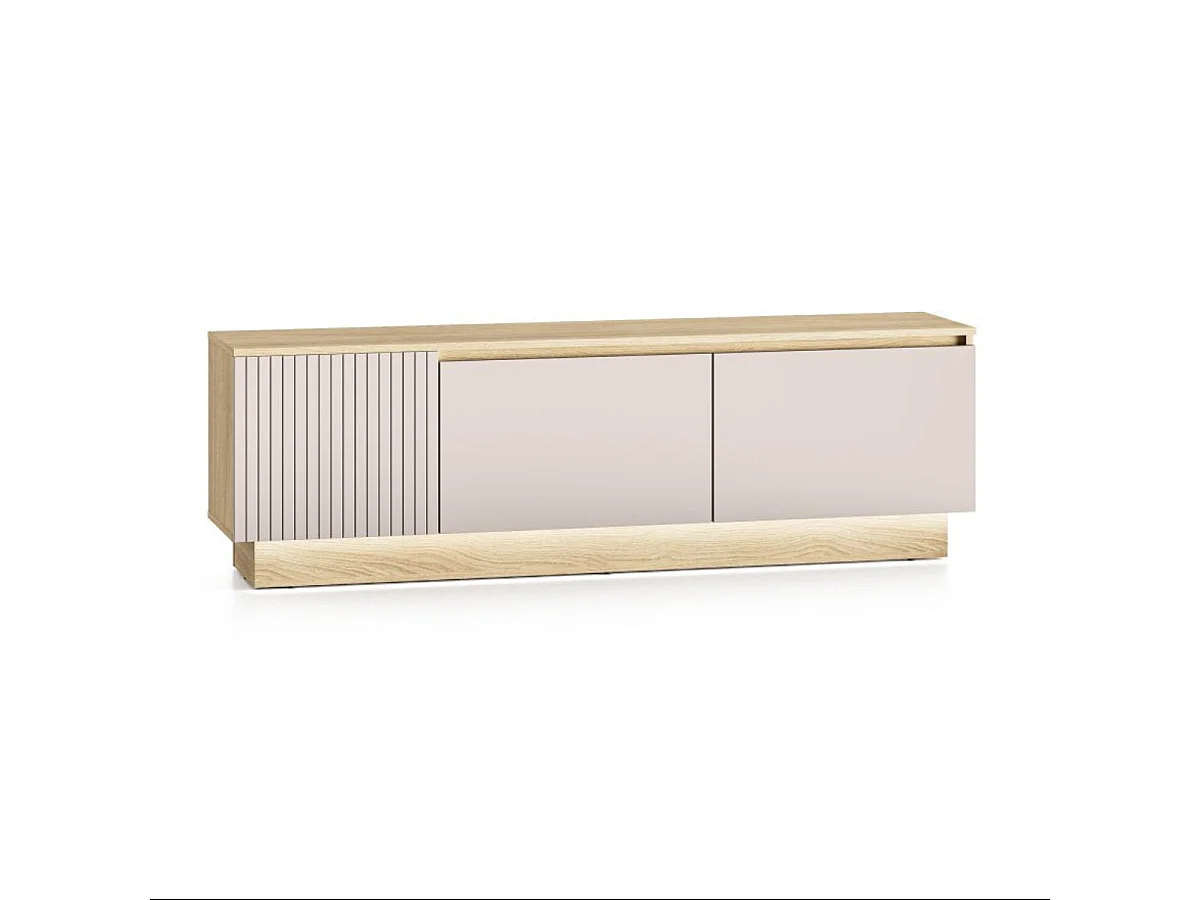 TV-bänk 3 dörrar 160 cm LED ingår Elyès Kashmir och trä