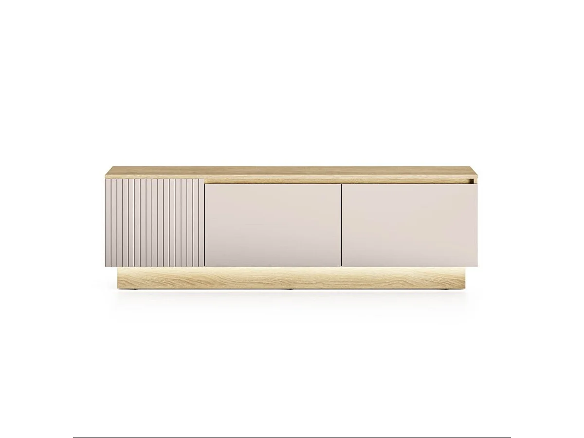 TV-bänk 3 dörrar 160 cm LED ingår Elyès Kashmir och trä