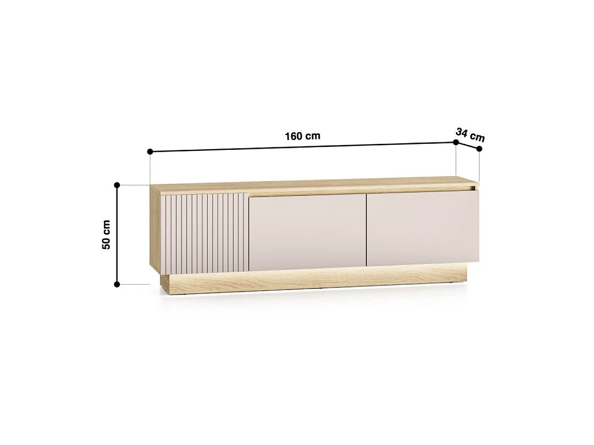 TV-bänk 3 dörrar 160 cm LED ingår Elyès Kashmir och trä