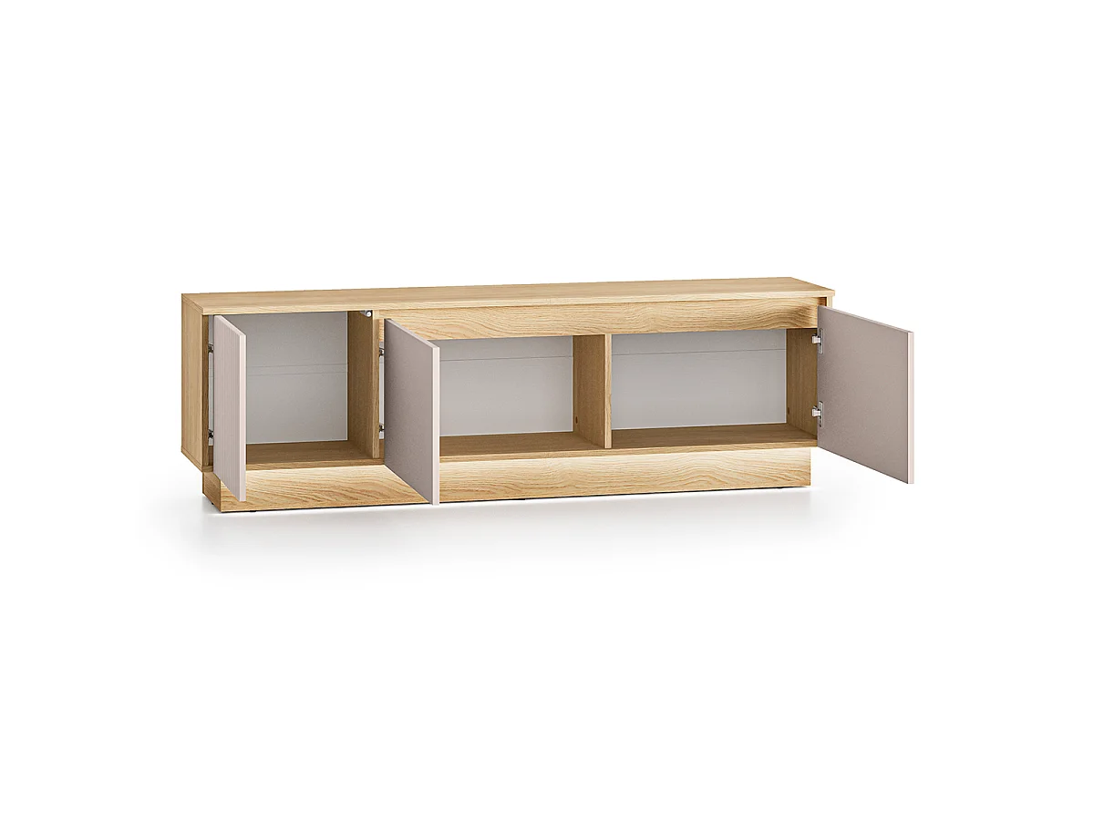 TV-bänk 3 dörrar 160 cm LED ingår Elyès Kashmir och trä