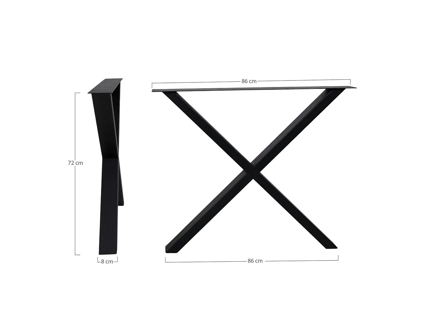 Pied métal noir en X pour table à manger
