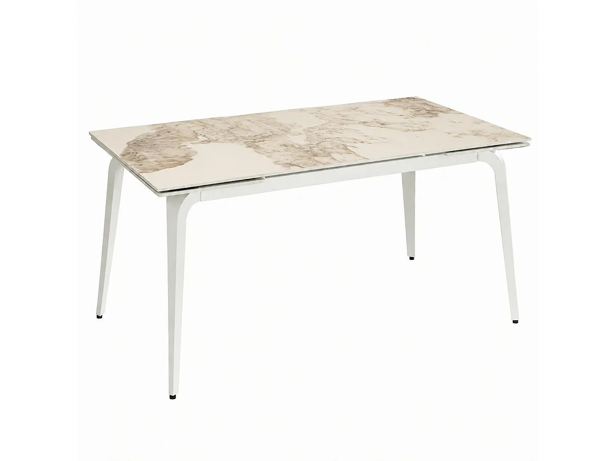 Table extensible céramique effet marbre contrasté 140-220 cm LORA