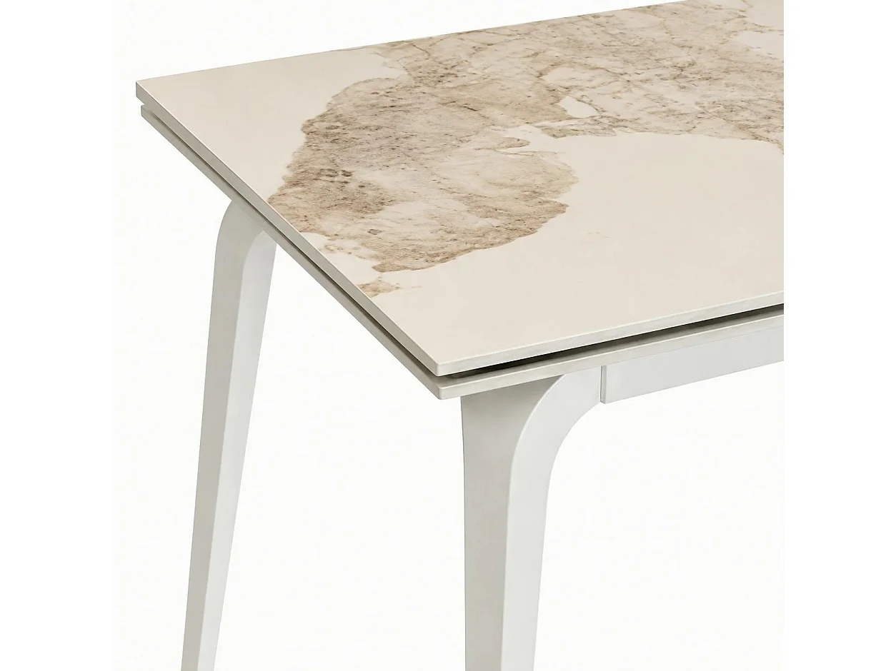 Table extensible céramique effet marbre contrasté 140-220 cm LORA