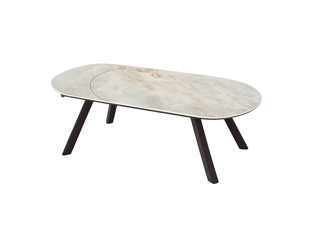 Table céramique effet onyx pieds bronze 140-180 cm LORA