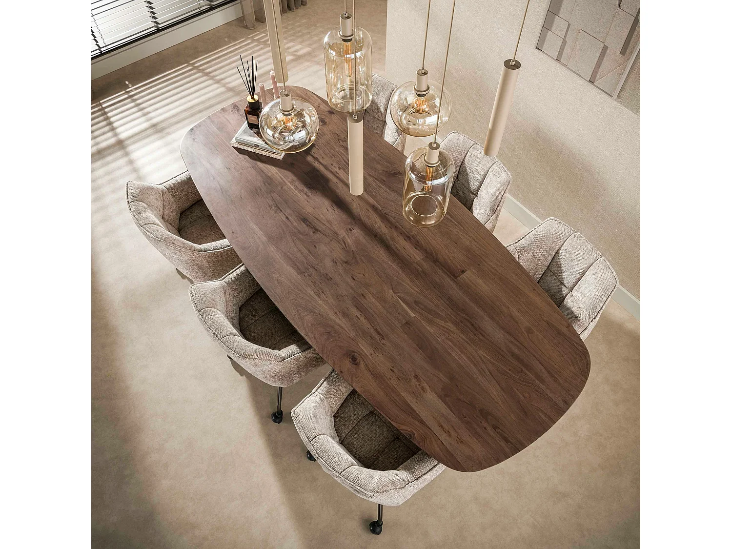 Table à manger bois foncé pied central 240 cm MYSORE