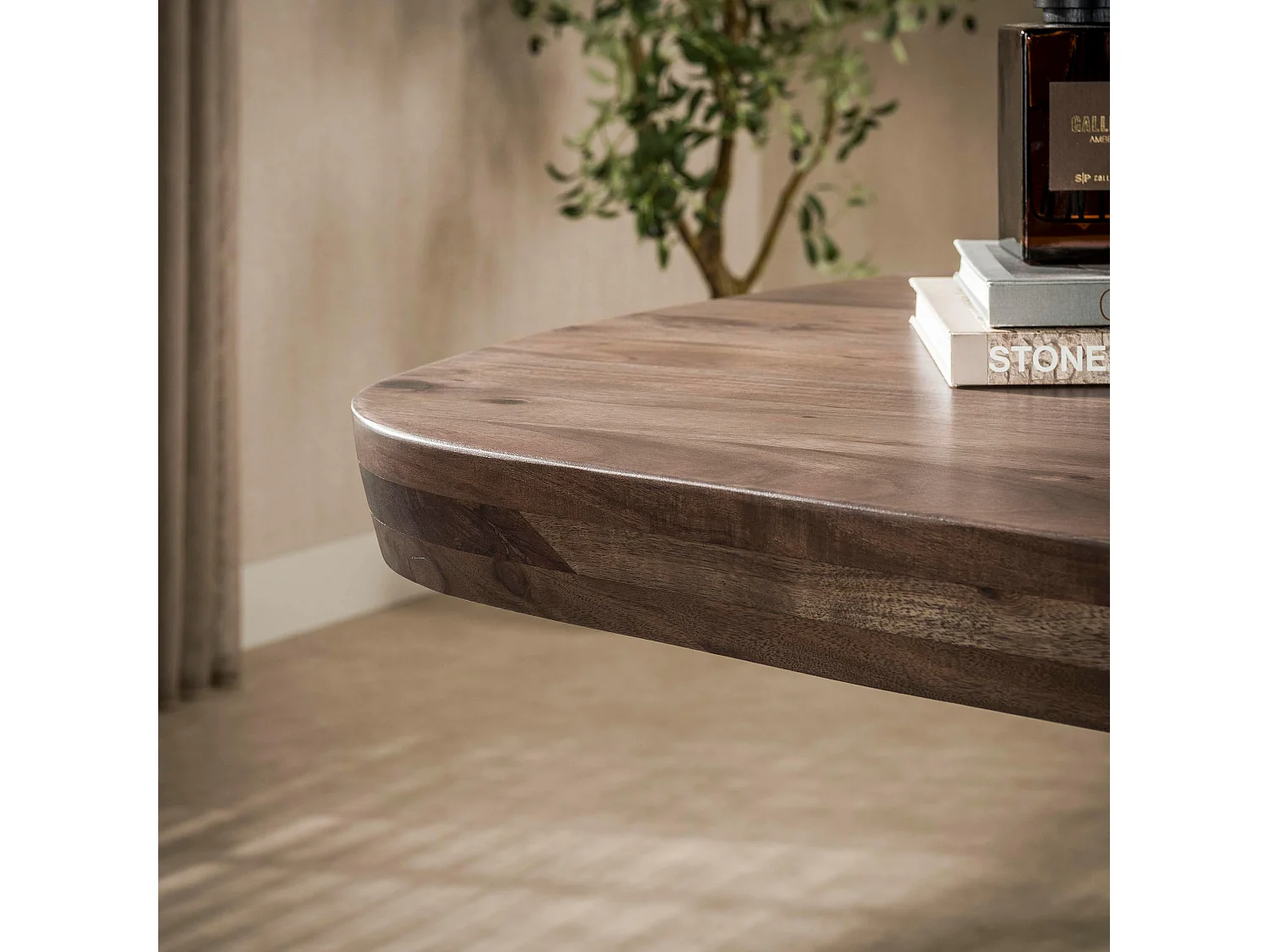 Table à manger bois foncé pied central 240 cm MYSORE
