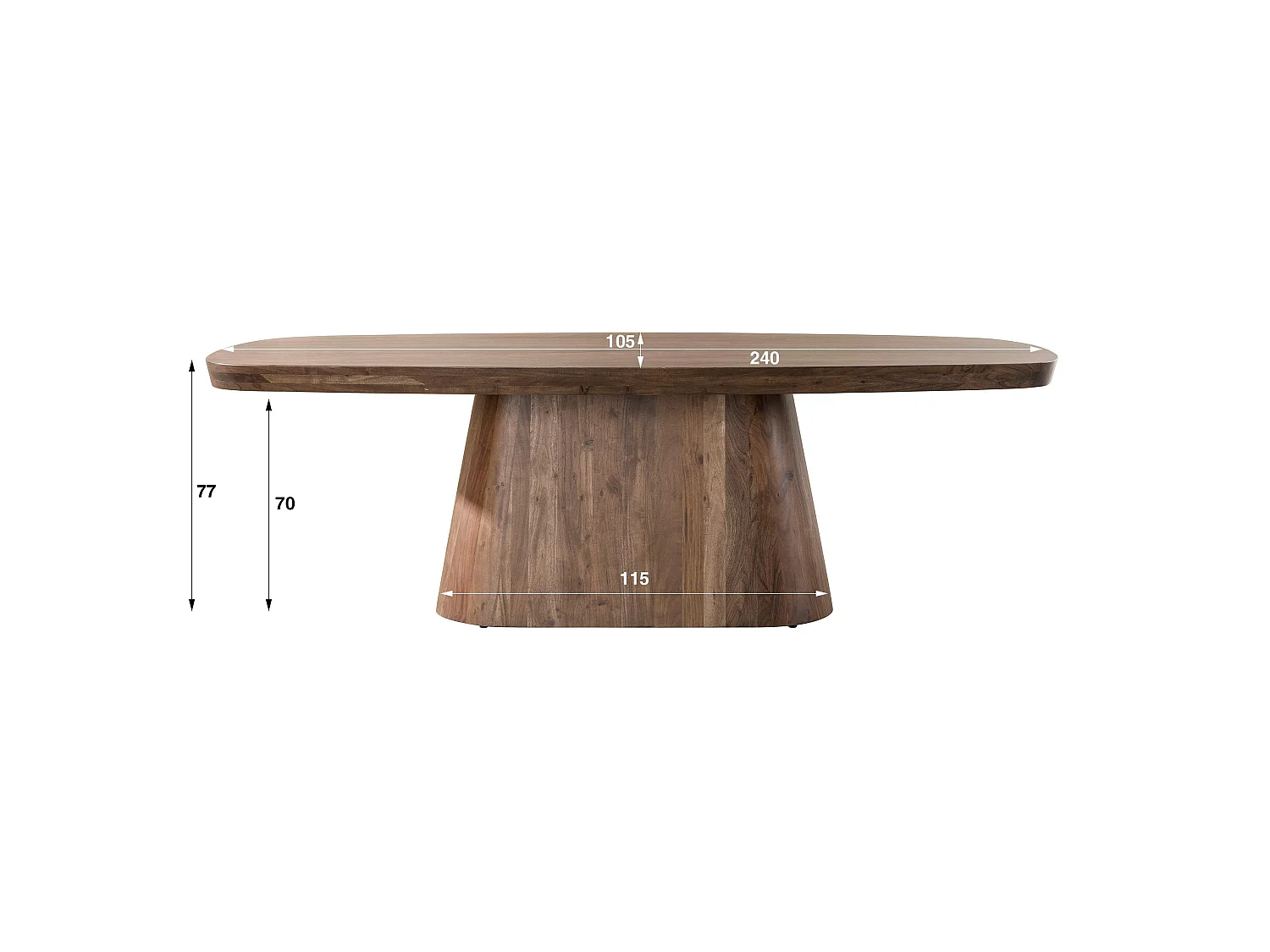 Table à manger bois foncé pied central 240 cm MYSORE