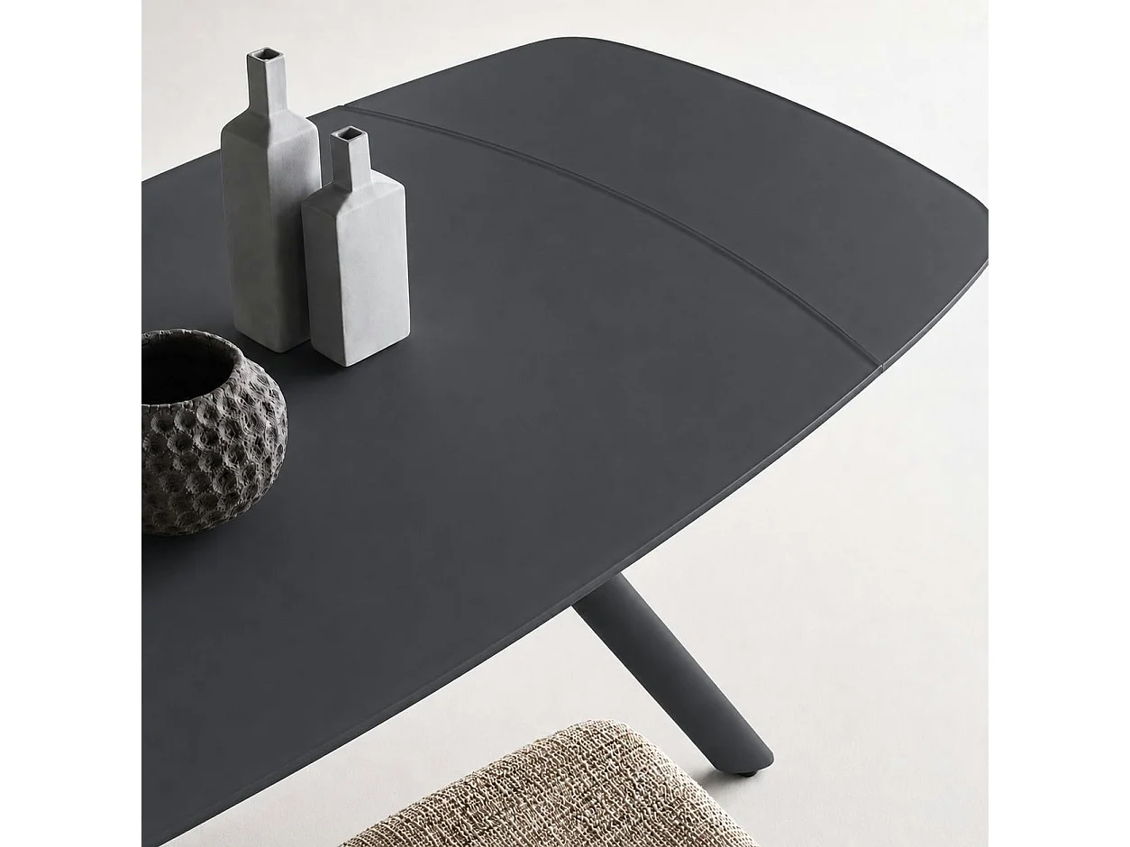 Table extensible en verre gris sombre 140-210 cm ALBA