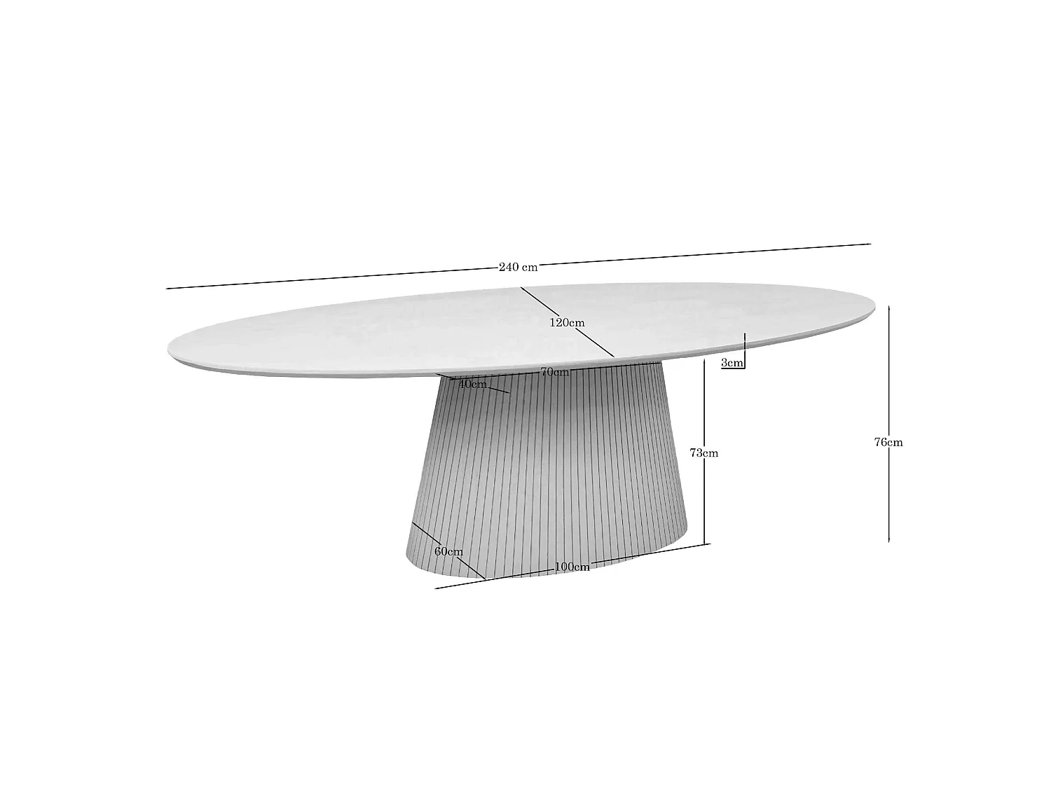 Table à manger ovale en bois beige 240 cm CALERO