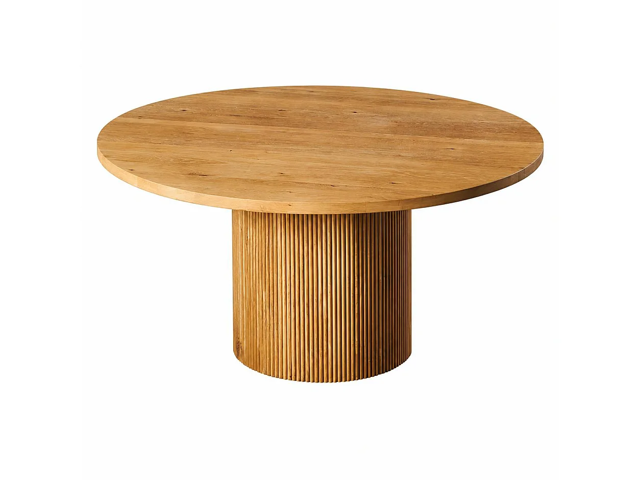 Table à manger ronde chêne clair pied rainuré Ø150 cm IENA