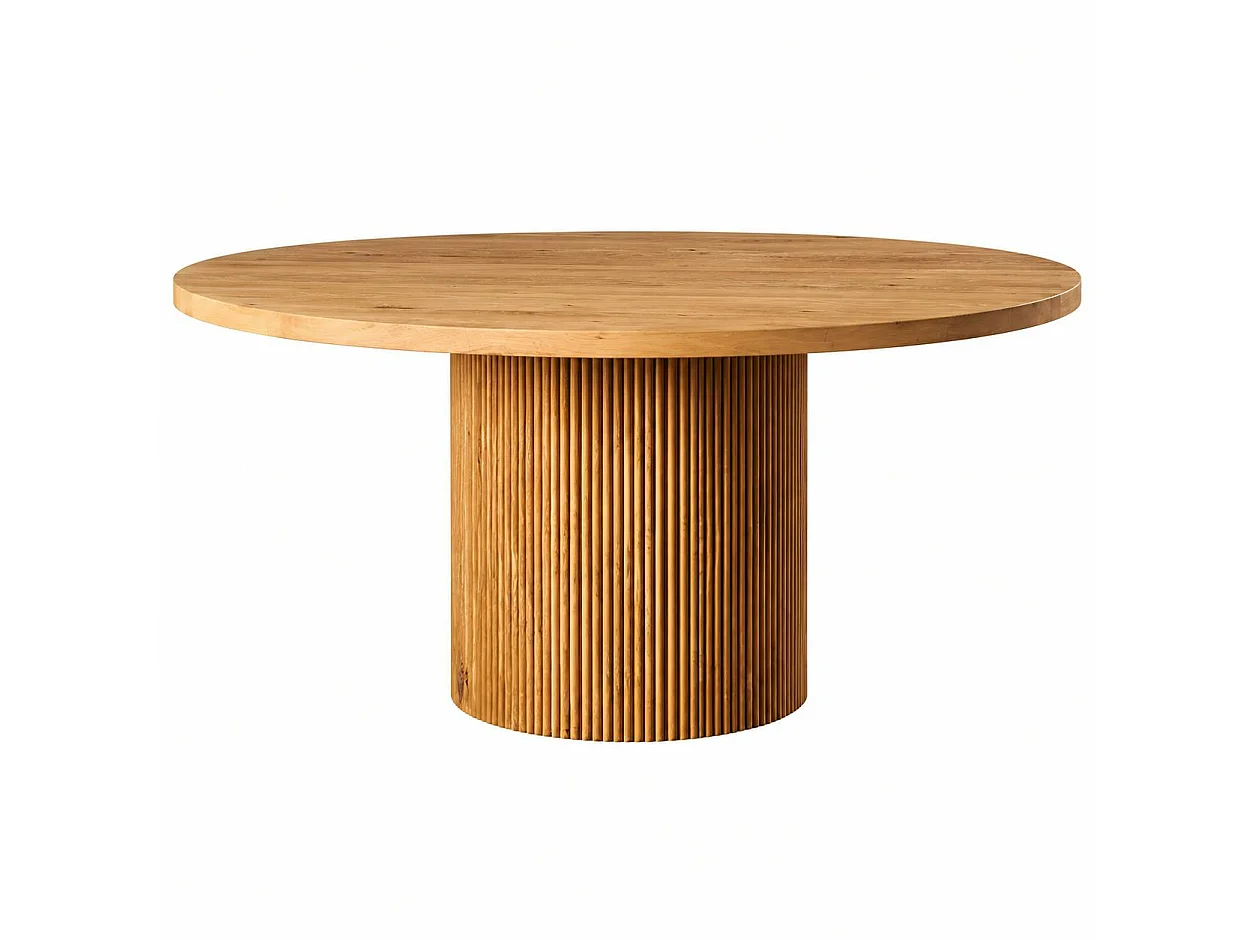 Table à manger ronde chêne clair pied rainuré Ø150 cm IENA