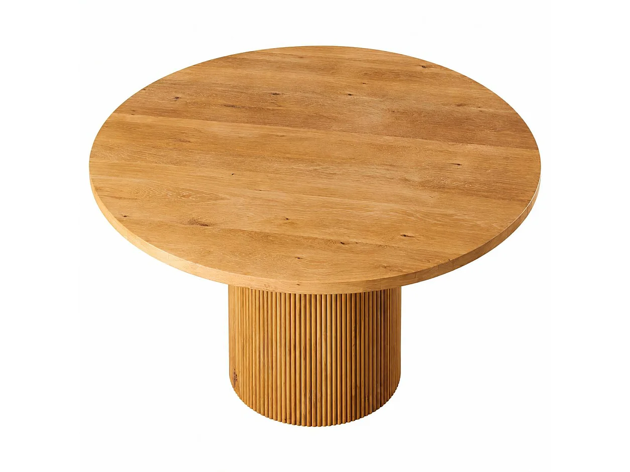 Table à manger ronde chêne clair pied rainuré Ø150 cm IENA