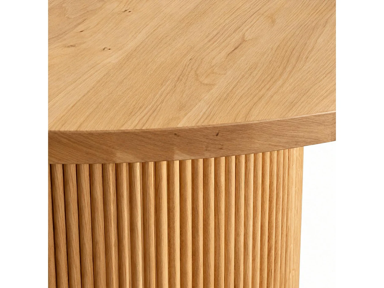 Table à manger ronde chêne clair pied rainuré Ø150 cm IENA