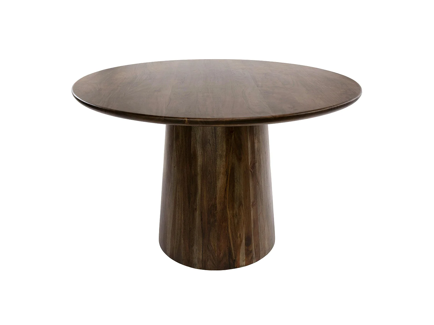 Table ronde en bois d'acacia foncé design organique Ø130 cm NAKO