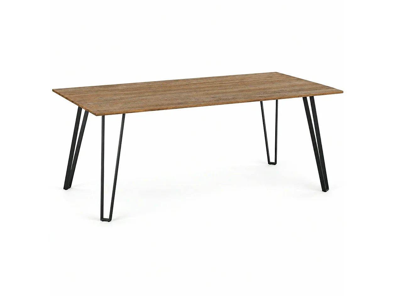 Table à manger rectangulaire en teck pieds épingle 200 BOMBAY