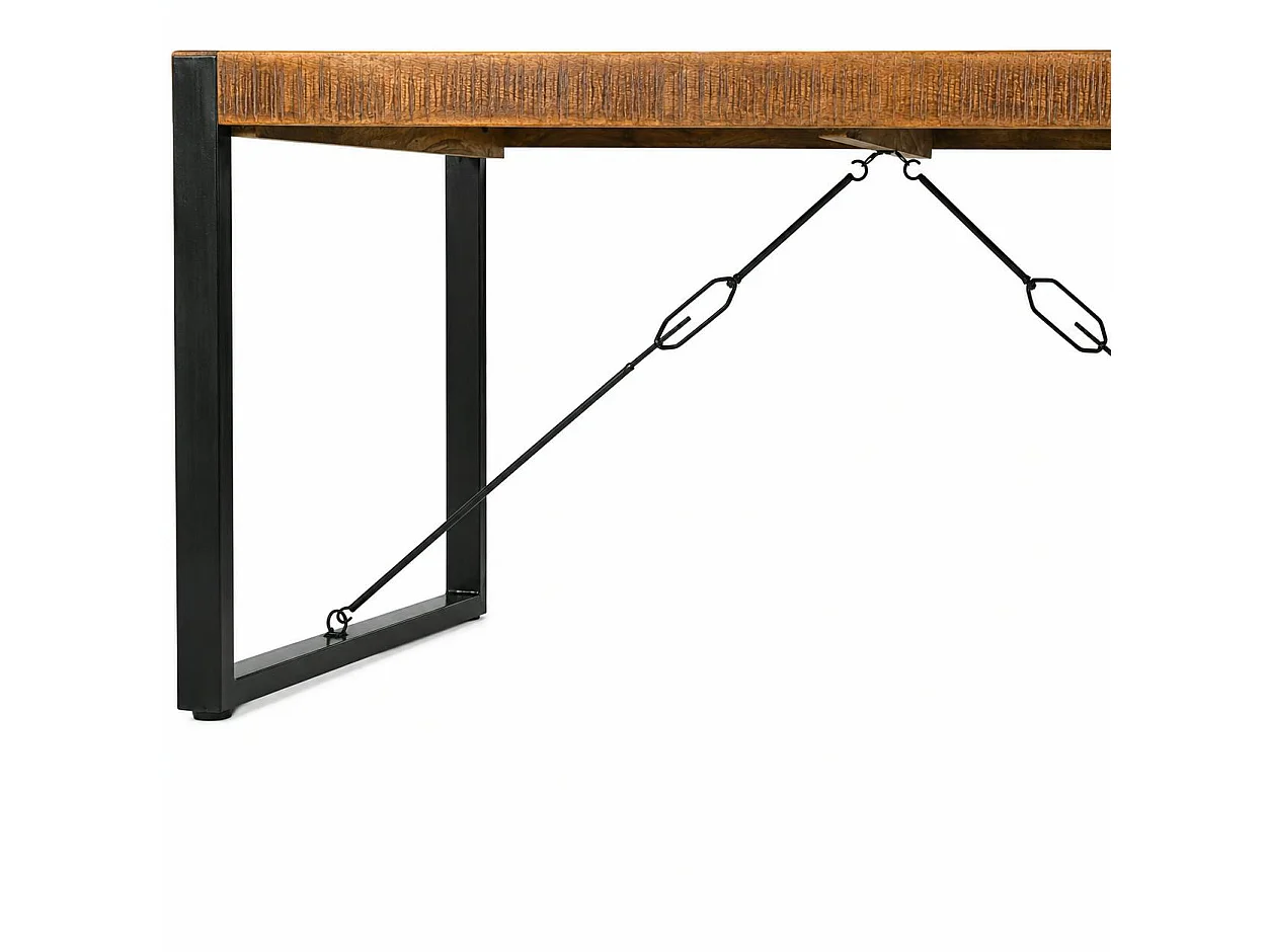 Table à manger bois métal à tendeurs 220 cm KARGO