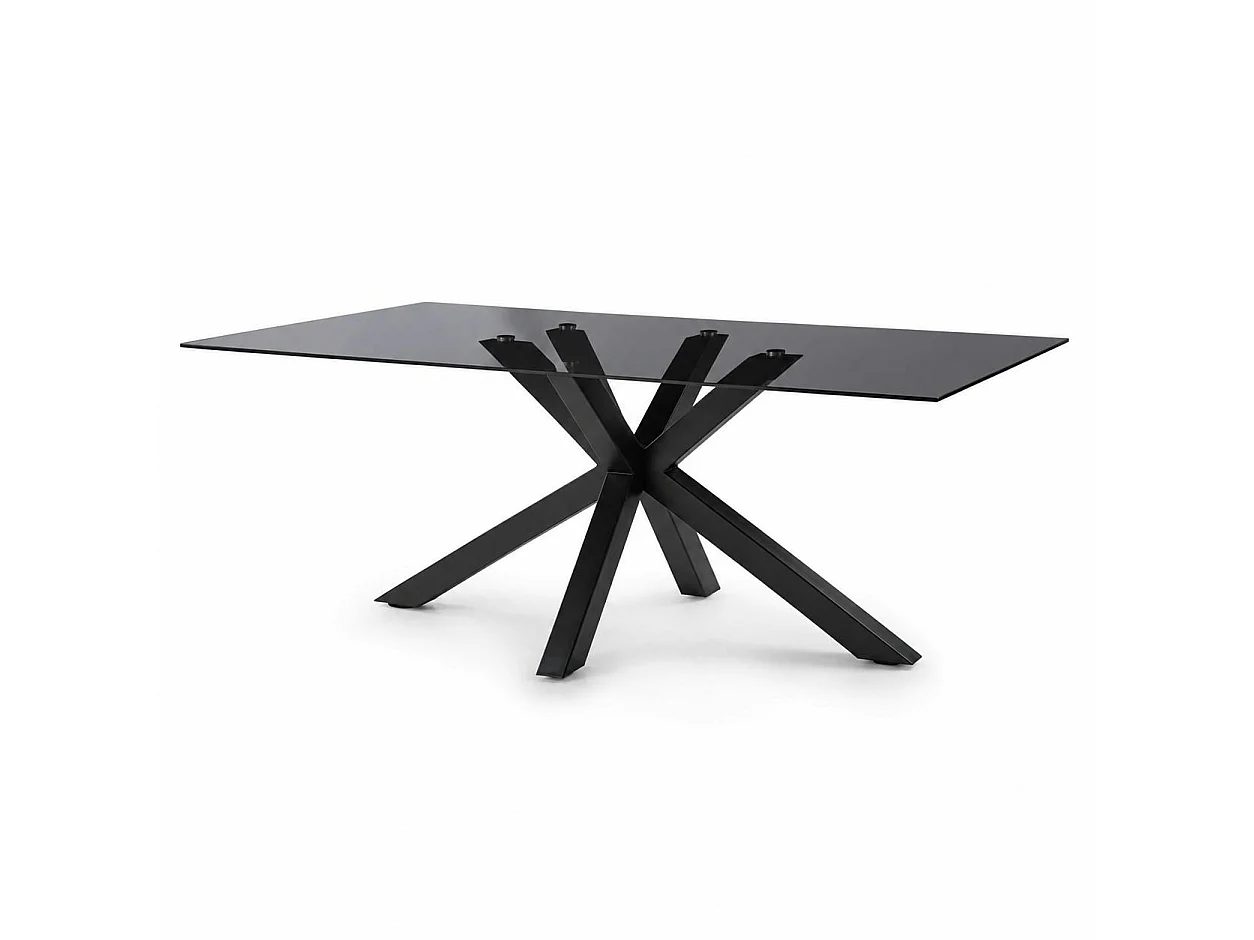 Table à manger verre fumé pied central 180 cm ALBA