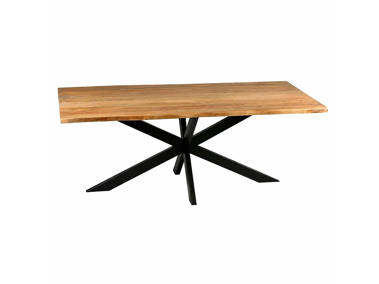 Table à manger bois bords naturels pied central 200 cm CANYON