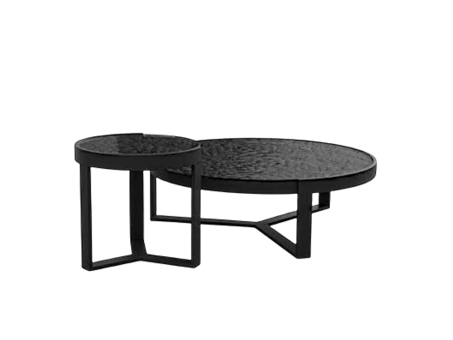 Table basse ronde en verre noir ondulé (lot de 2) LIGURIE